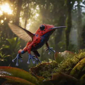Hummingbird + Strawberry frog